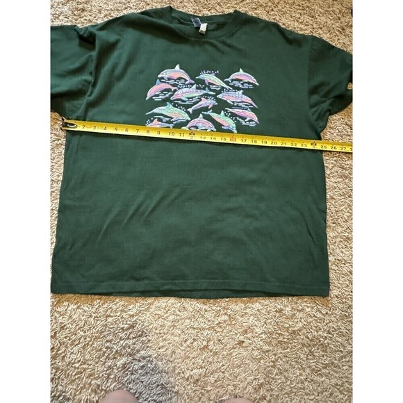 Steve & Barrys XL Tee Embroidered Dolphins Graphic Crewneck Short Sleeve T Shirt - Picture 7 of 7